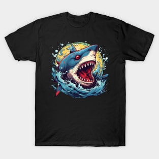SHARK AND JAWS COLORED CARTOON STYLE, JINBEI T-Shirt